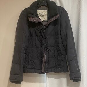 Abercrombie & Fitch Dark Blue/Gray Puffer Goose Feather Jacket Womens M